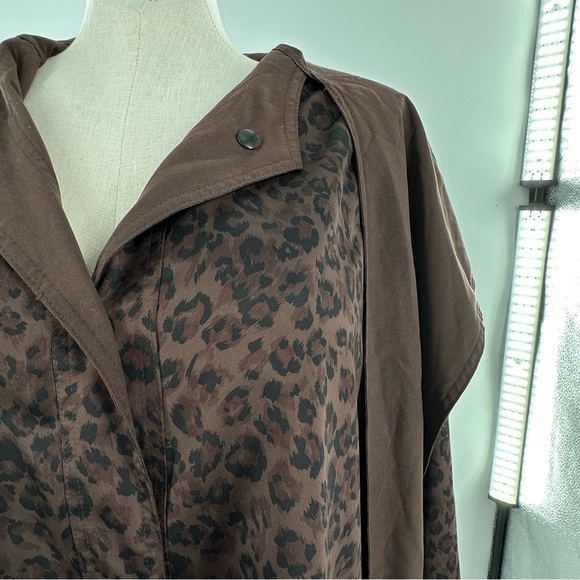 Sackables Reversible Leopard Print Raincoat M chocolate brown 80s 90s packable - Picture 10 of 16